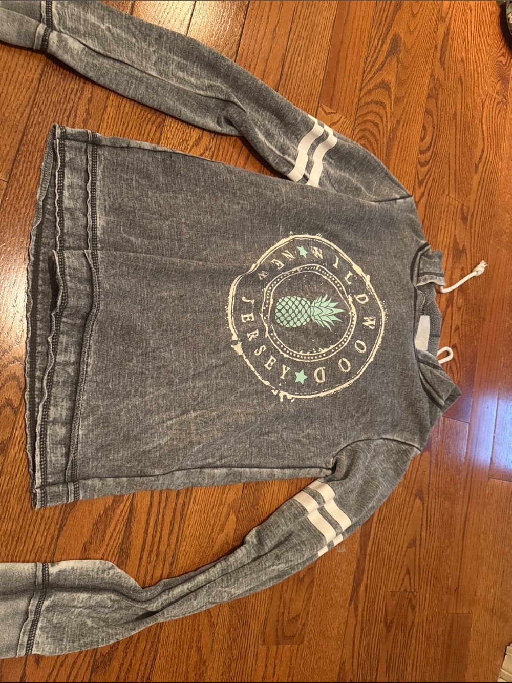 Good Vibes Jersey Mineral Wash Hoodie with Pineapple Graphic